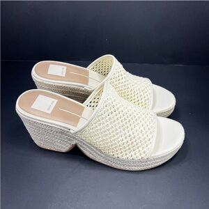 Dolce Vita Ivory Woven Platform Mules Platform Sandals size 9.5 new in box